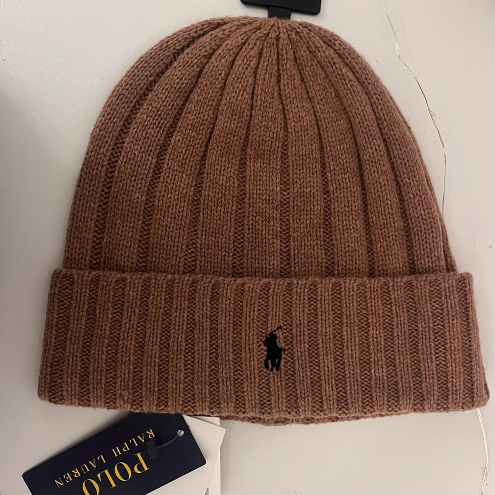 Polo by Ralph Lauren Tan Ribbed Beanie